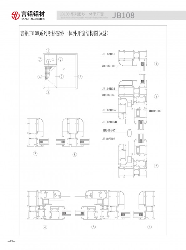 JB108系列断桥隔热窗纱一体平开窗