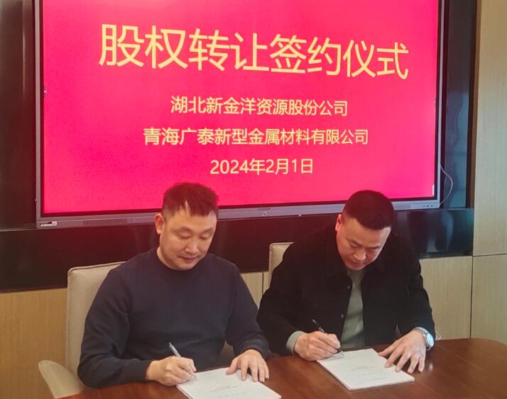 湖北新金洋收购青海广泰100%股权
