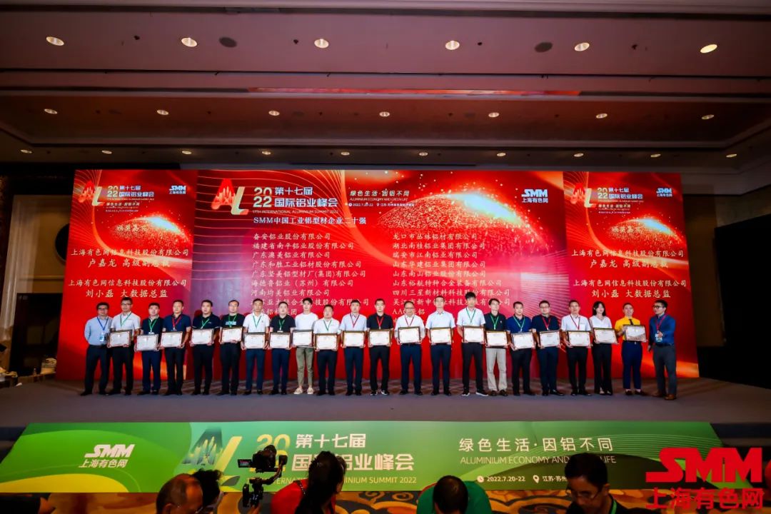 国际铝业峰会“SMM中国铝行业优质供应商二十强”获奖名单出炉，AAG亚铝荣誉上榜！