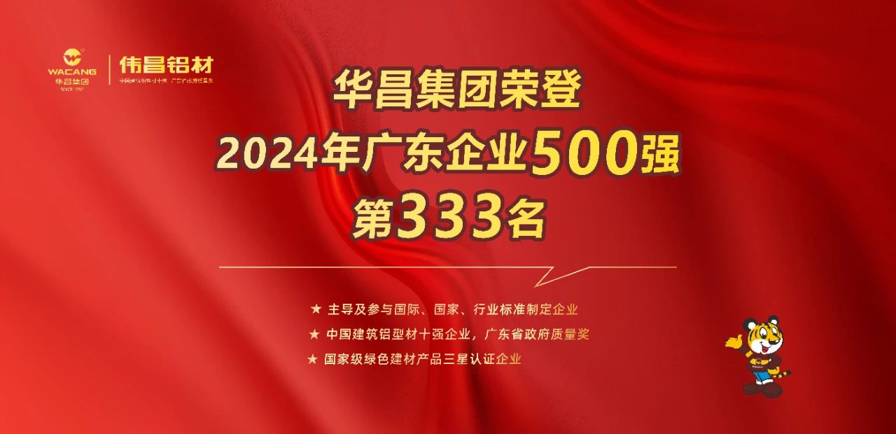 走进联盟会员企业系列报道丨华昌集团荣登2024广东企业500强第333名