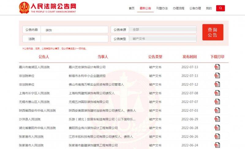 受房产市场降温等影响 2022上半年40家装企宣告破产_1